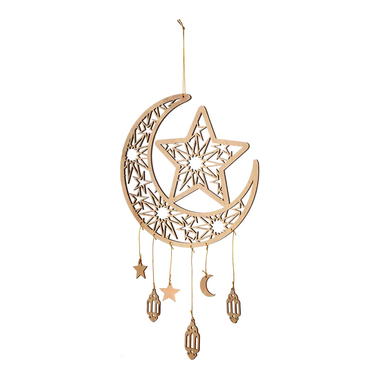 Deko-Anhänger Mond & Stern Beige, ⌀ 22 cm, T 5 mm