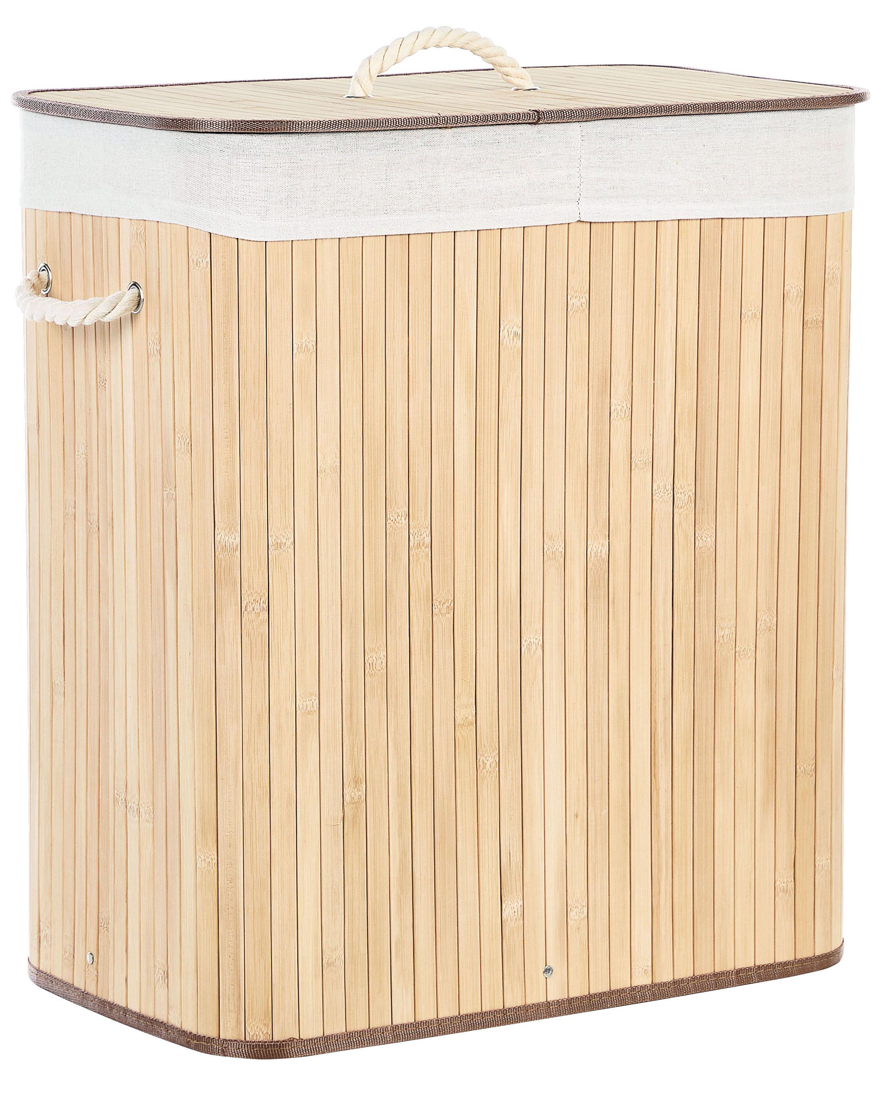 Laundry Basket KANDY Bamboo Light Brown 100 L