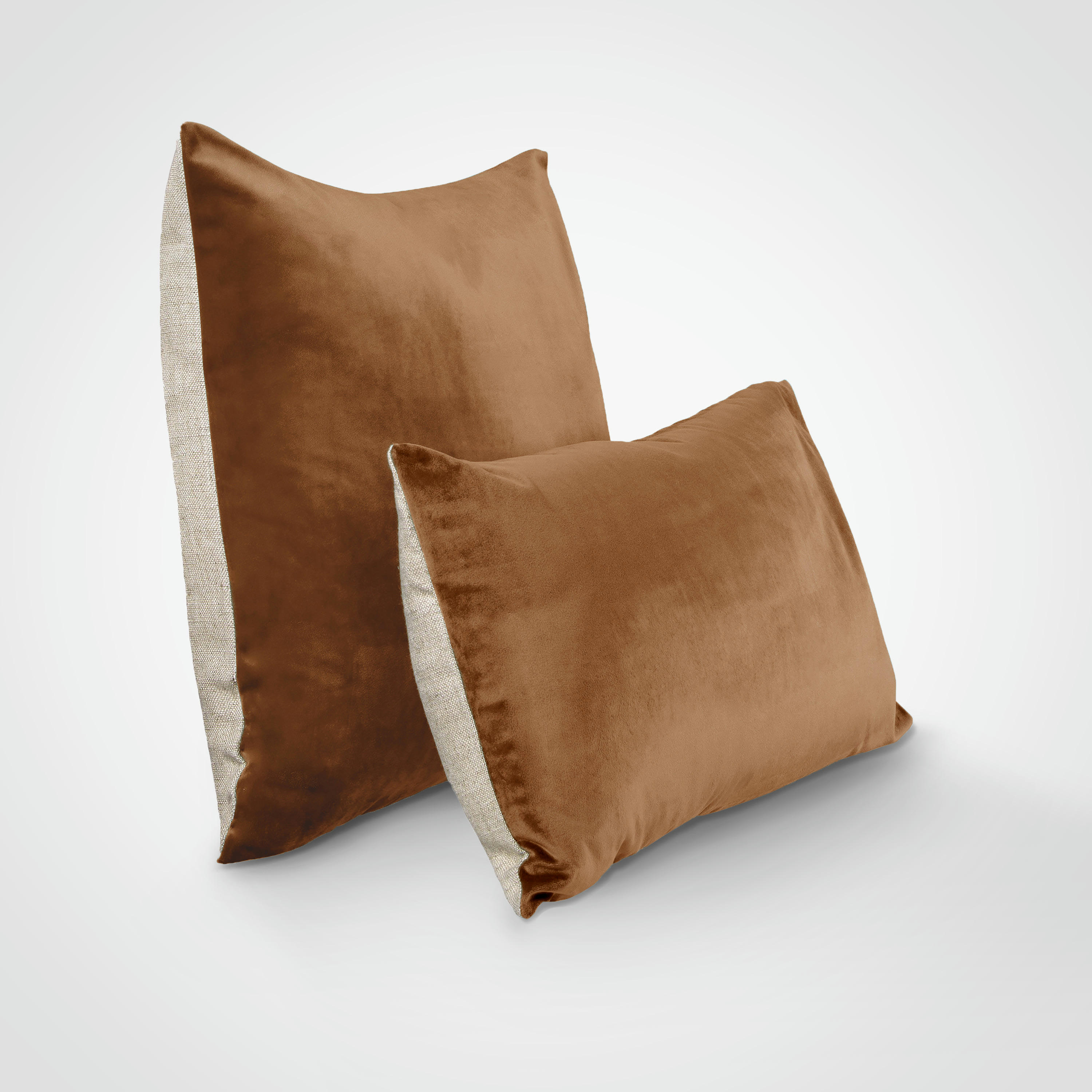 DOUCEUR VELOURS - Housse de coussin bi-matière velours et lin 33x57cm Tilleul