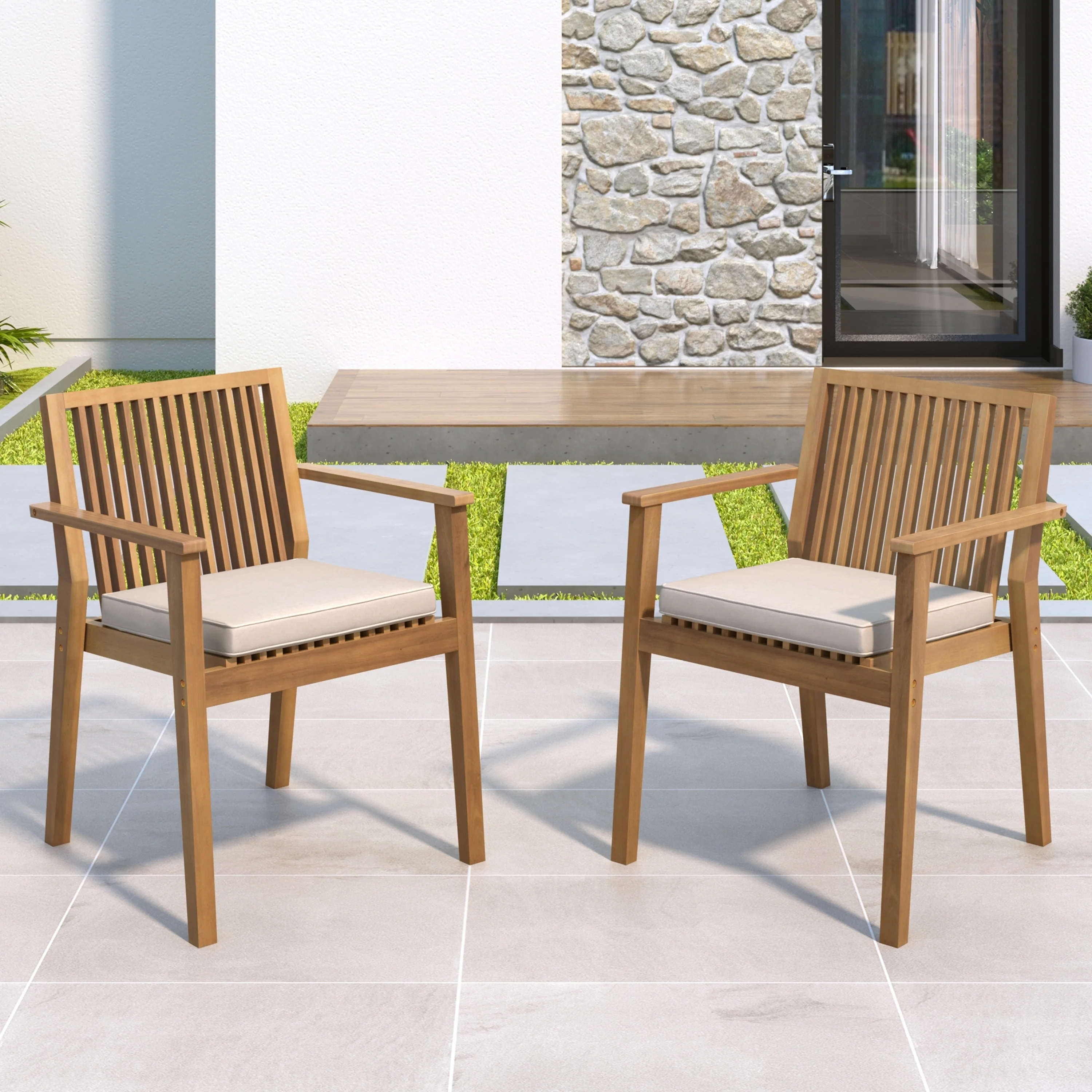 Christopher Knight Home - Calanthe Acacia Wood Patio Dining Chair（Set of 2）