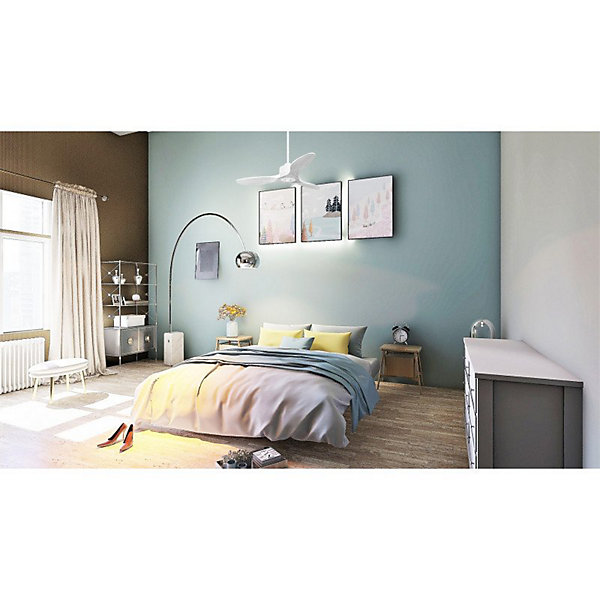 Modulo SlimRing - Super destratificateur et ventilateur DC 106 cm blanc pales bois blanc idéal 10 à 20 m²
