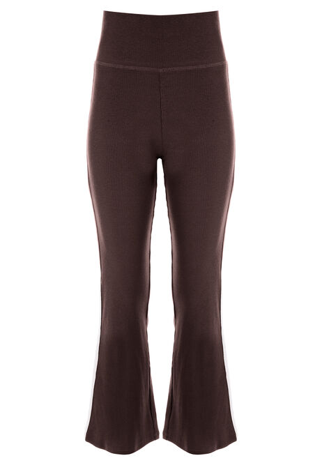 Older Girls Brown Side Stripe Bootcut Leggings