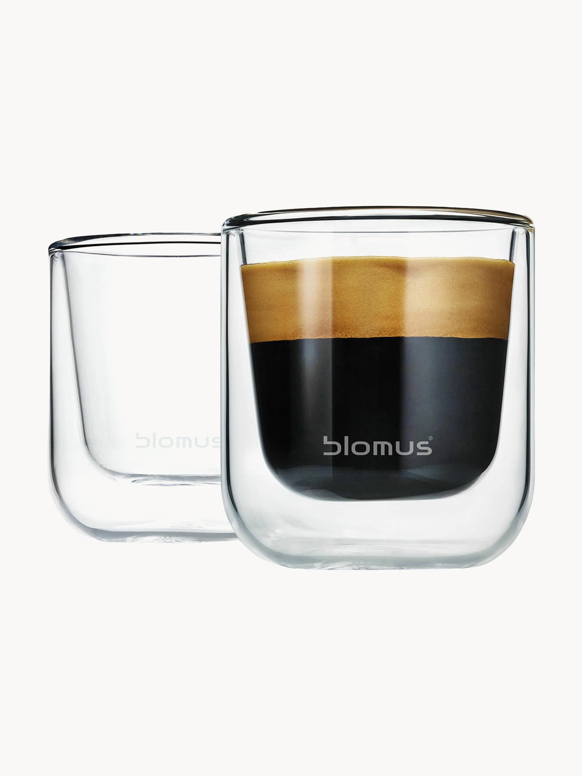 Doppelwandige Glas-Espressobecher Nero, 2er-Set