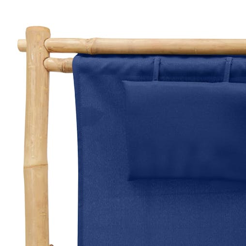 NNEVL Deck Chair Bamboo and Canvas Navy Blue