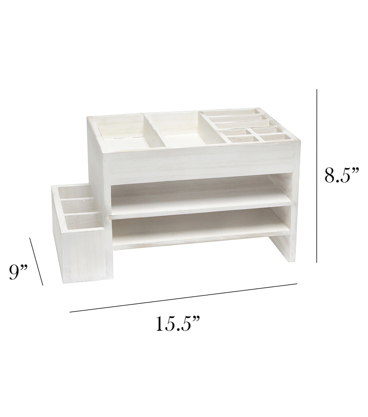 All The Rages Home Office Tiered Desk Organizer White Wash