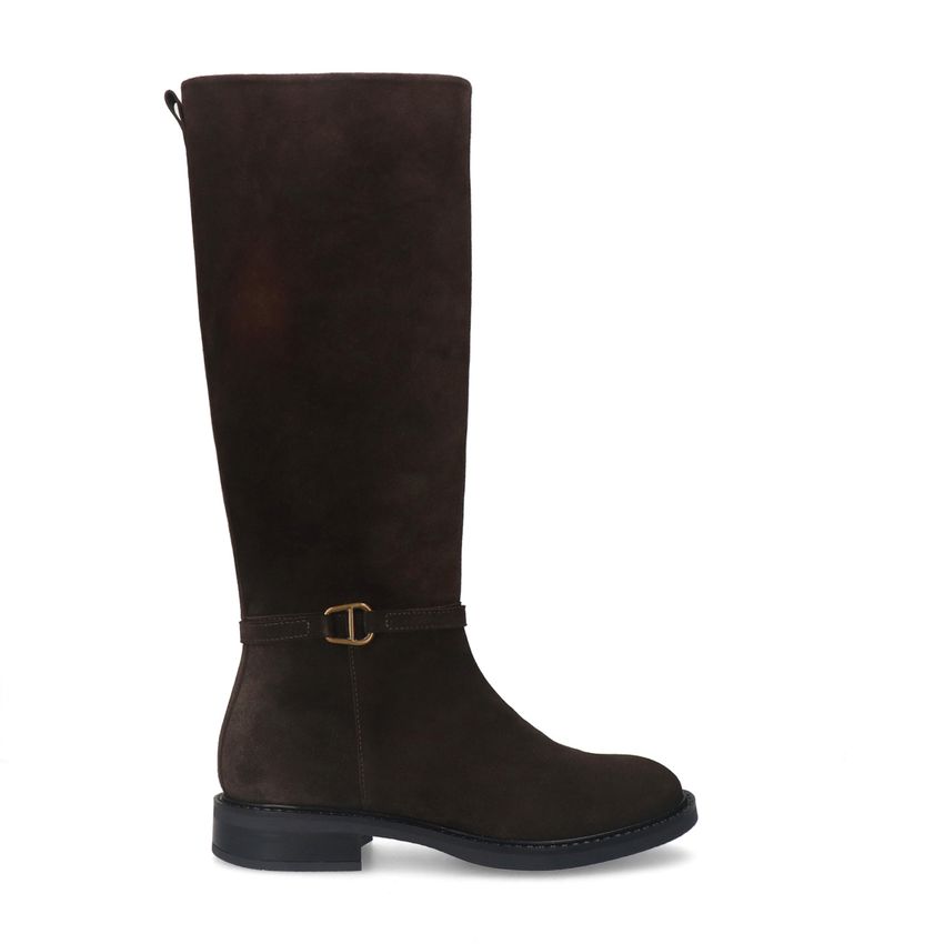 Manfield Bruine suède hoge laarzen