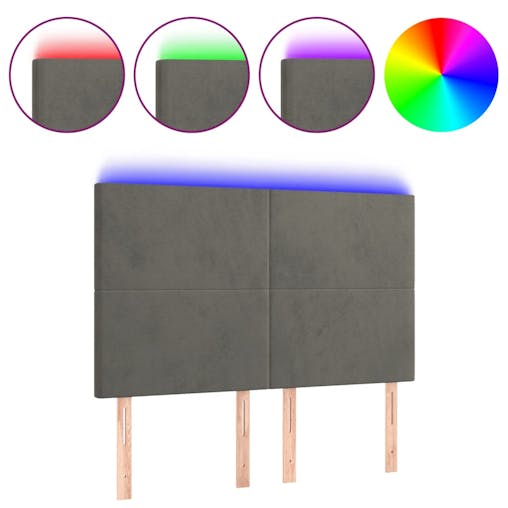 NNEVL LED Headboard Dark Grey 144x5x118/128 cm Velvet