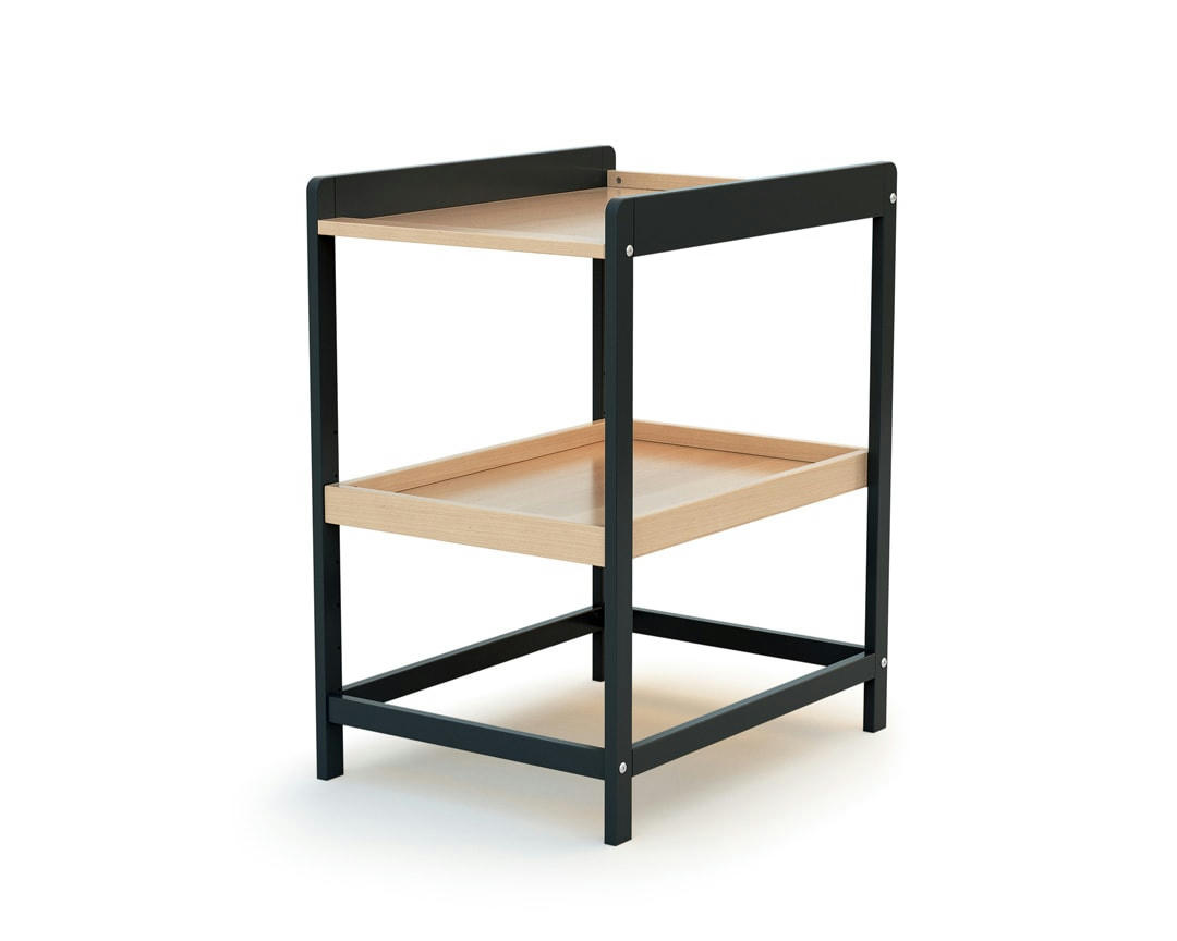 CONFORT - Table à langer gris graphite et hêtre verni