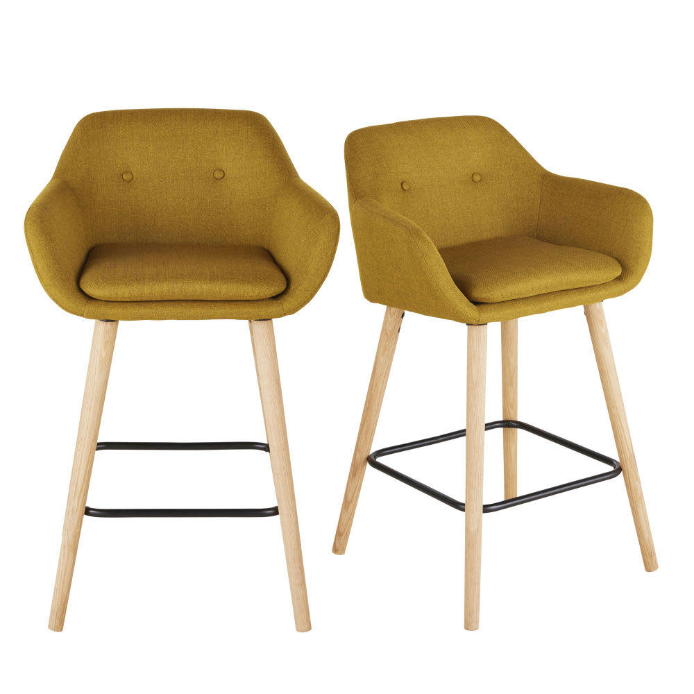 Arnold - Fauteuils pour îlot central jaune moutarde H66 (x2)
