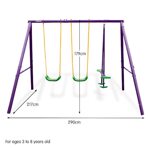 NNEDPE Kahuna Kids 4-Seater Swing Set Purple Green