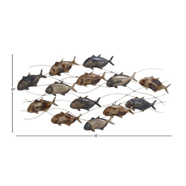 Multi Iron Coastal Wall Decor Fish 24 x 45 x 2 - 2 x 45 x 24