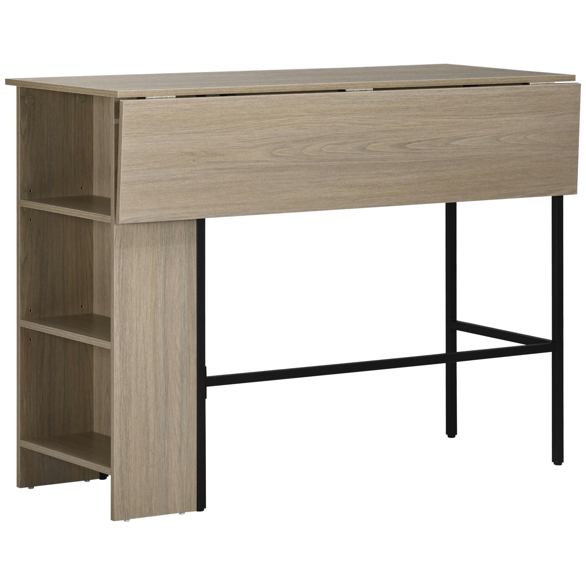 - Table de bar extensible design industriel métal noir aspect bois gris