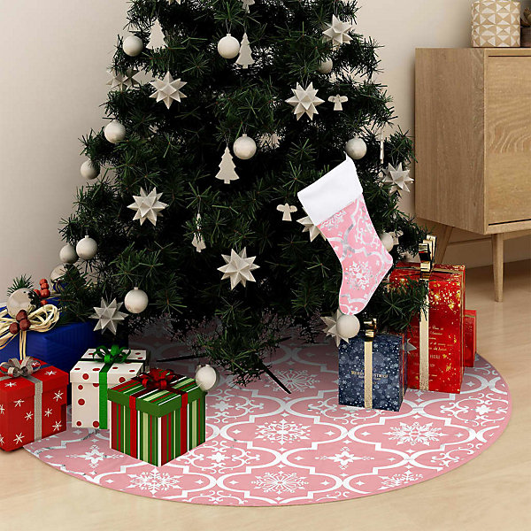Jupe de sapin de Noël de luxe avec chaussette Rose 150 cm Tissu vidaXL