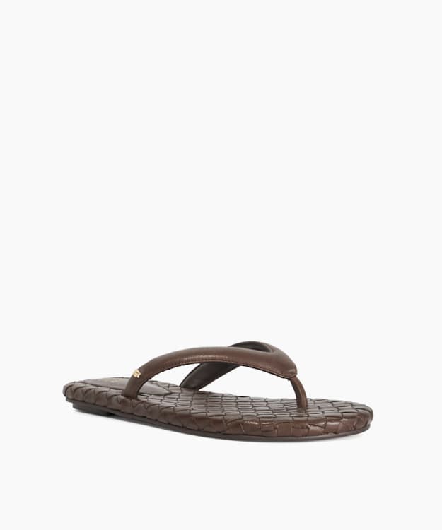 Lunare Brown - Leather Thong Sandals