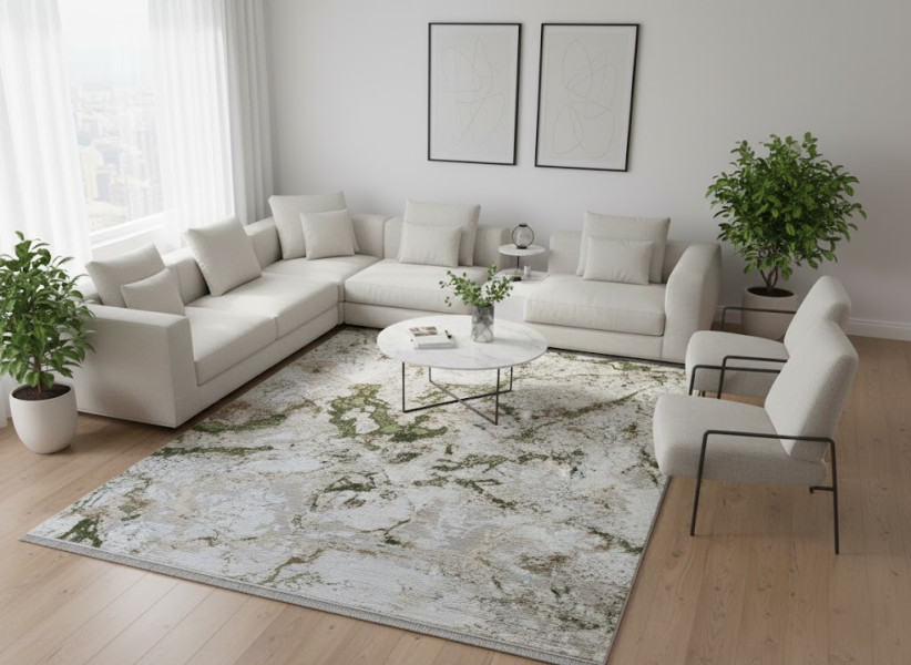 Dywan z frędzlami Emir 193 cream green cream 120x170 - do salonu pokoju