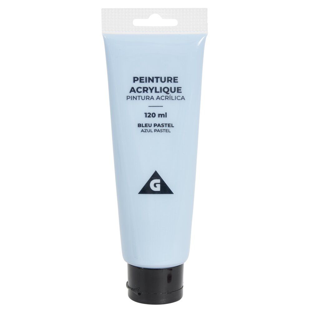 Tube peinture acrylique 120ml bleu pastel