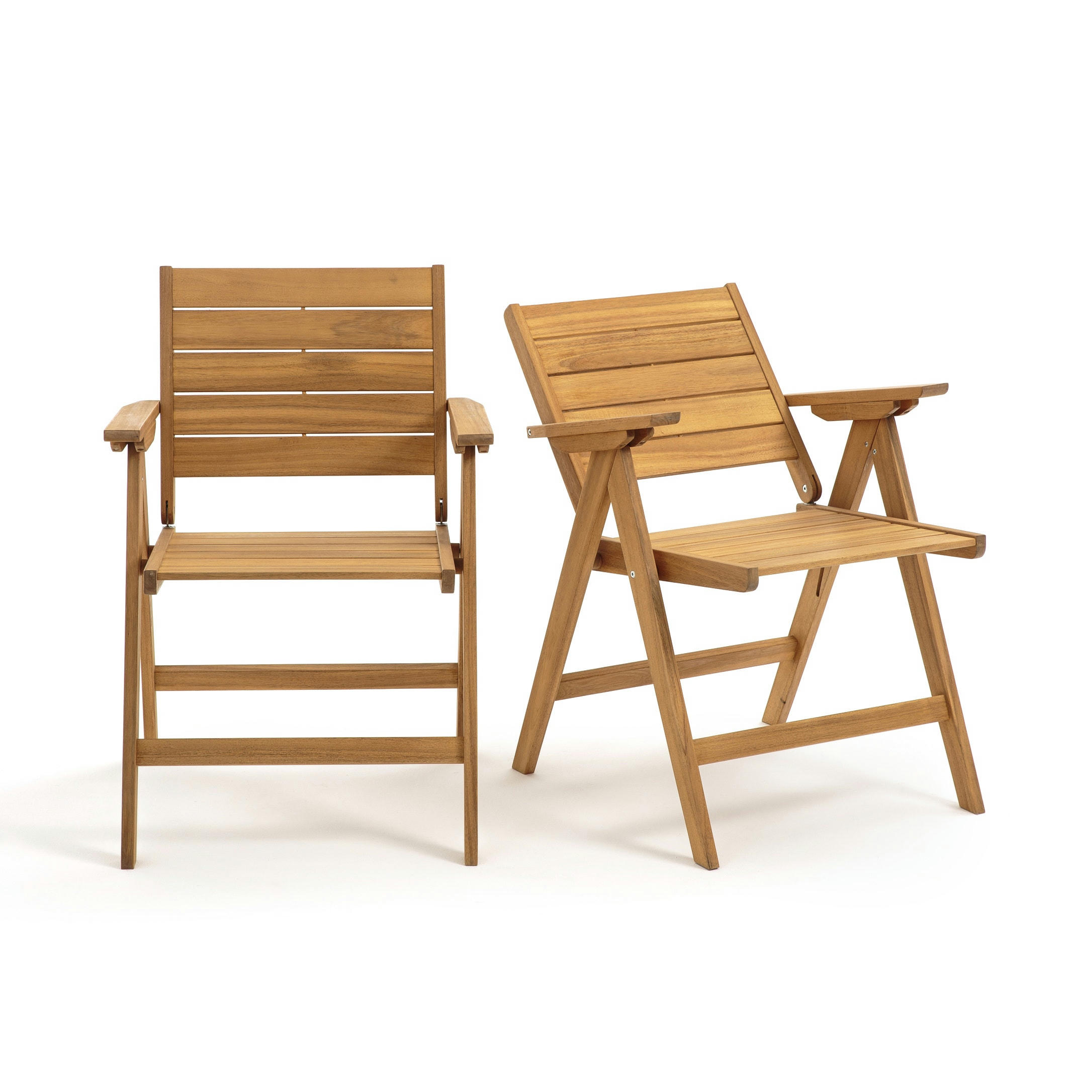 2 fauteuils pliants Réalto, en acacia