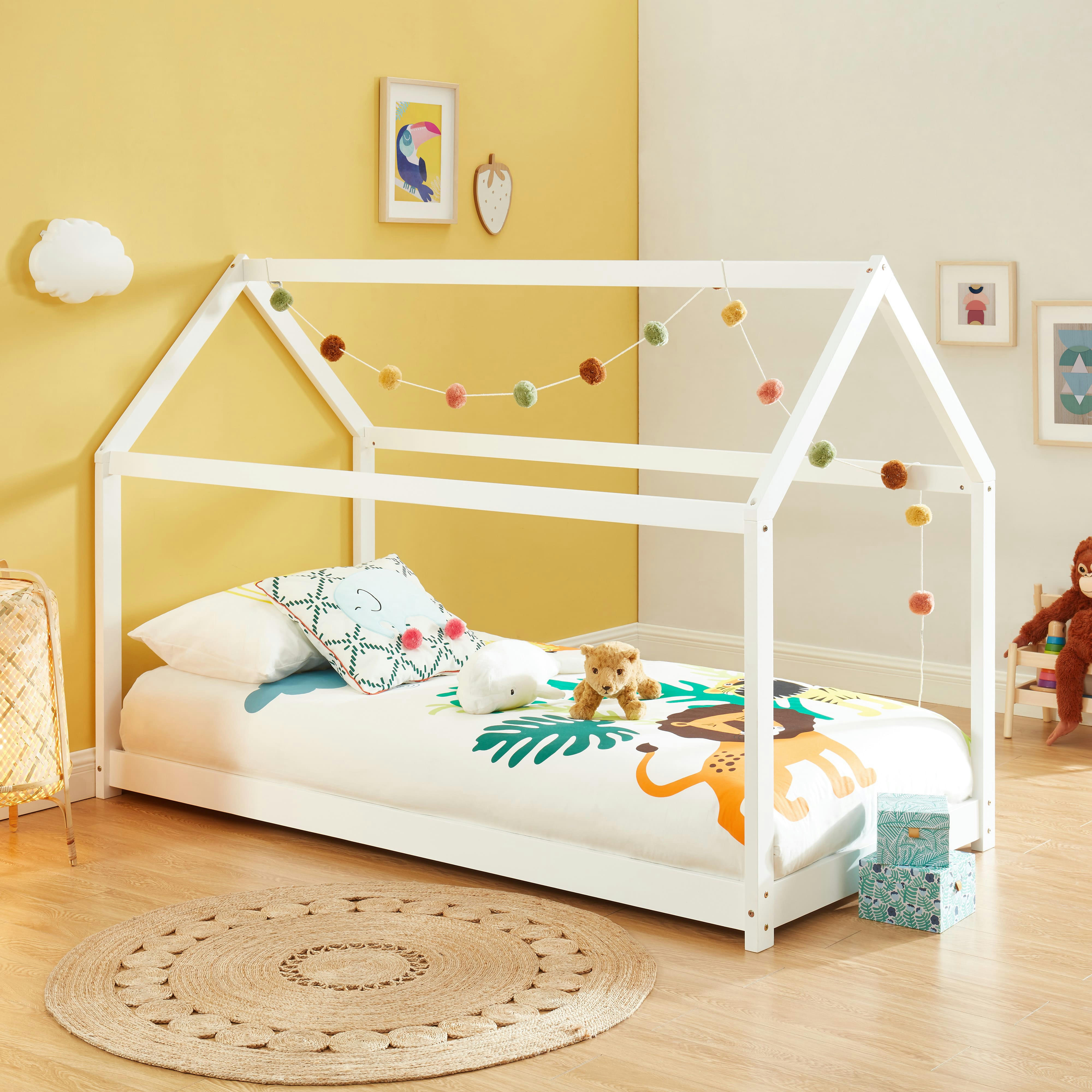 TINY - Lit enfant cabane   pin blanc  90x190 sommier inclus
