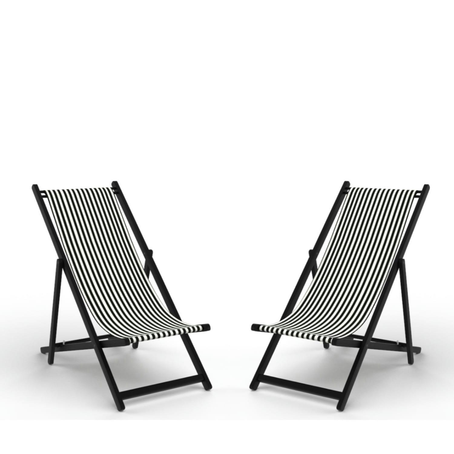 SAUVELADE ECRU - Lot de 2 chiliennes en bois noir et blanc