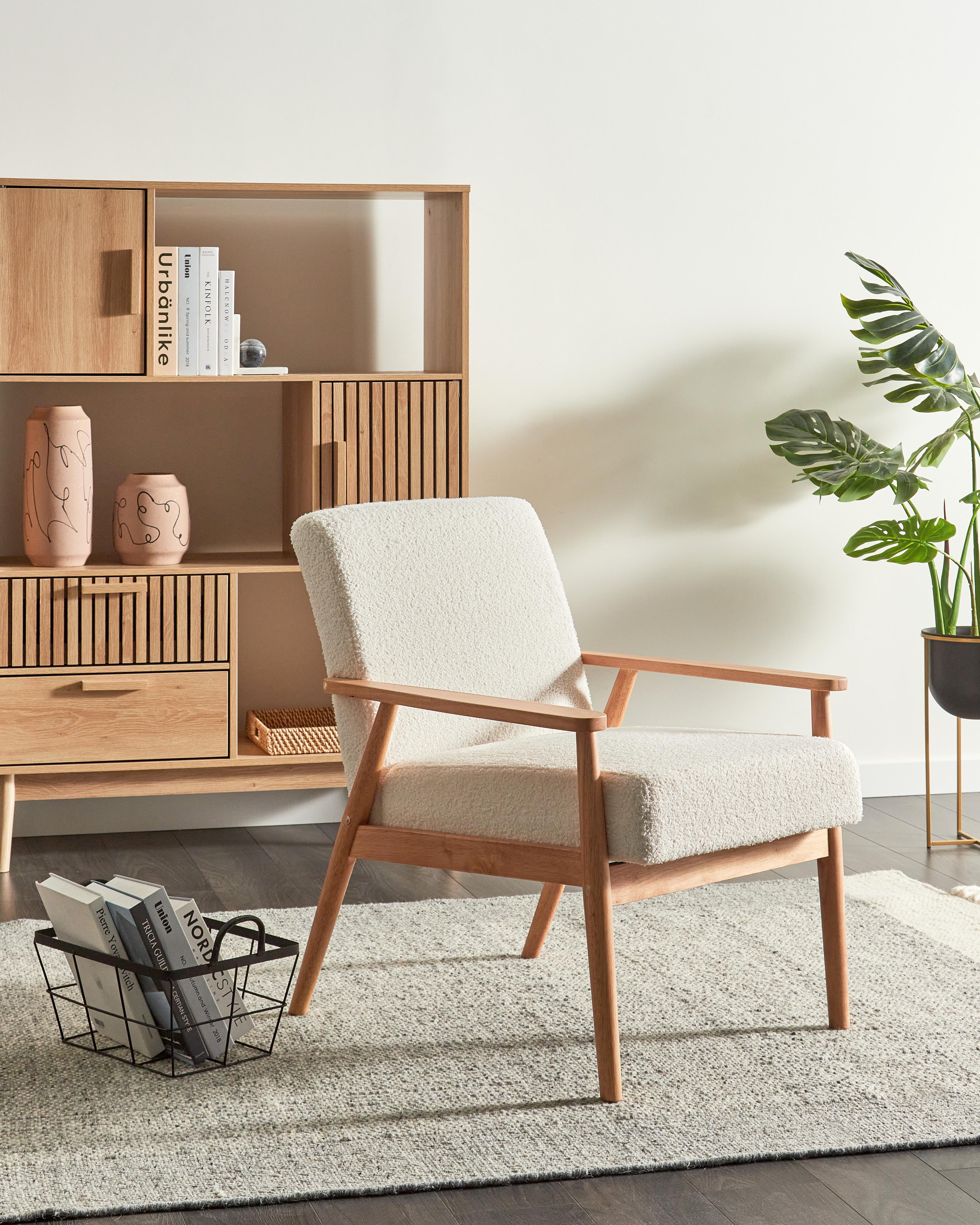 Armchair ESRUM Boucle Light Brown/ White
