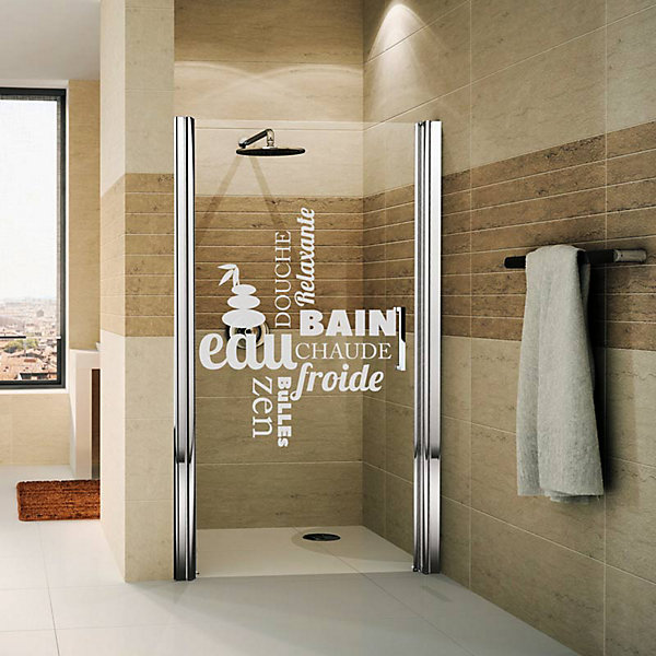 Film Fenêtre Anti Regard Occultant - DOUCHE ZEN - Stickers Autocollant Brise-Vue pour Vitre &Porte de Douche - 45x35cm