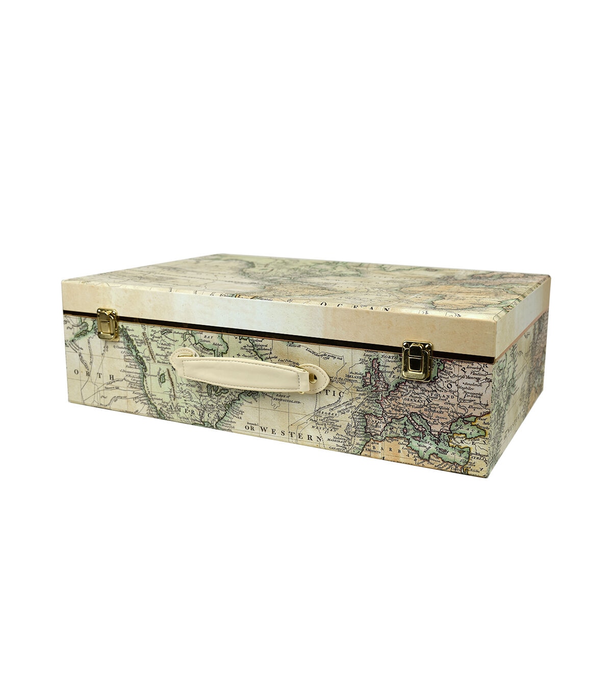 20 Antique Map Suitcase Box With Handle