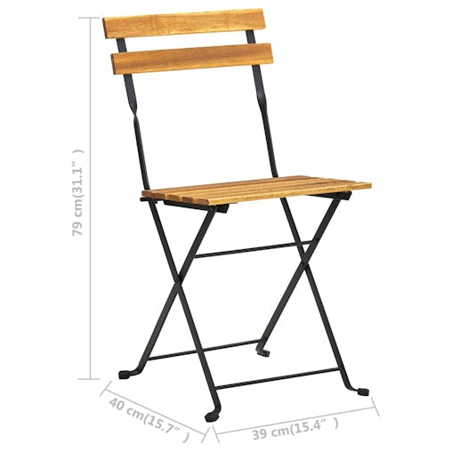 NNEVL Folding Bistro Chair 4 pcs Solid Acacia Wood