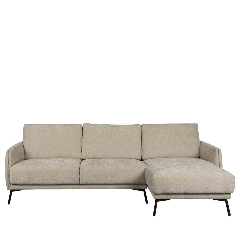 HARPER - Canapé d'angle droit en tissu chenille beige 3 places
