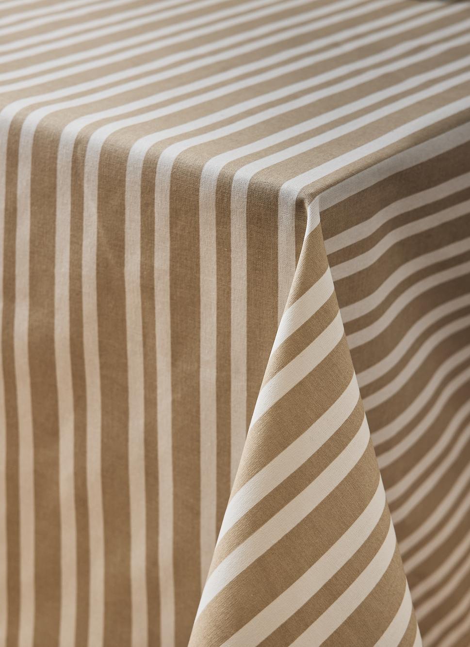 NAPPE EN COTON ENDUITE IMPRIMÉ RAYÉ BEIGE