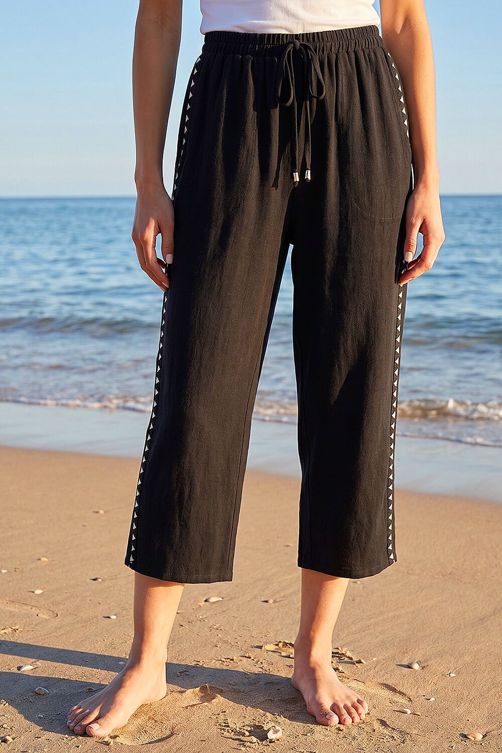 Roman Petite Cropped Side Trim Trouser
