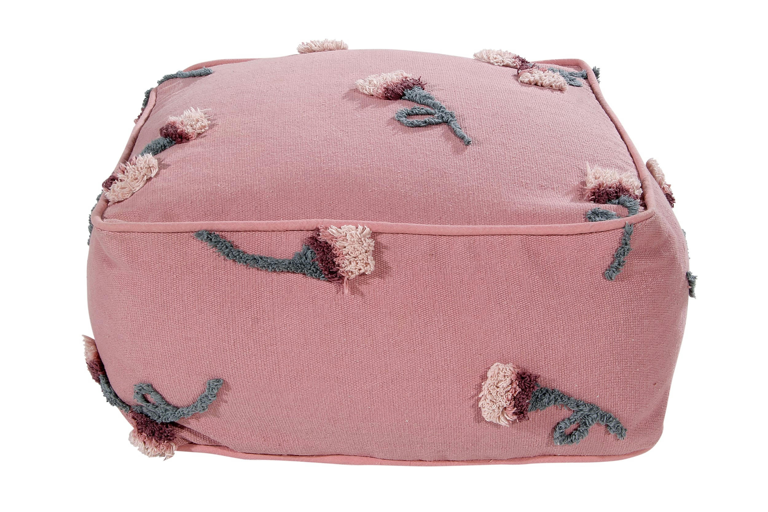 ENGLISH GARDENS - Pouf de roses en coton rose 54x54x27