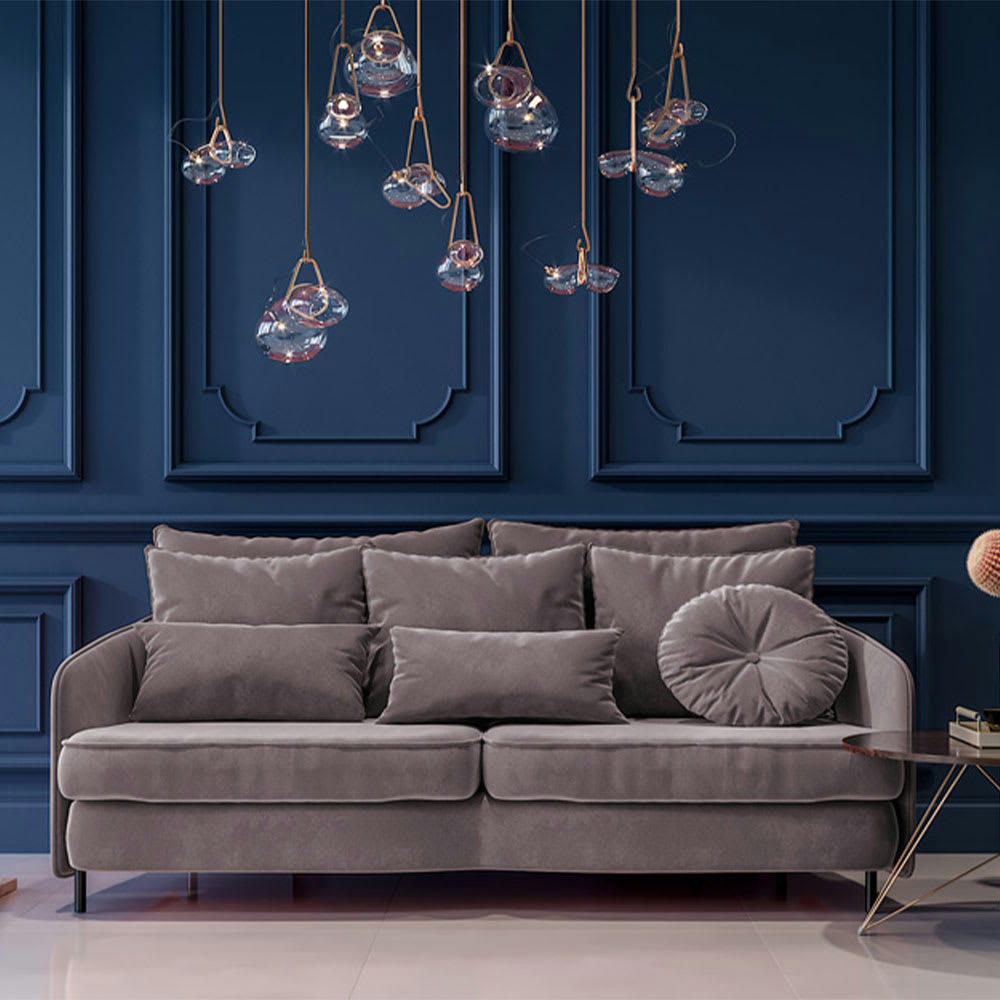 TREMEZZO - Canapé 3 places velours droit gris foncé