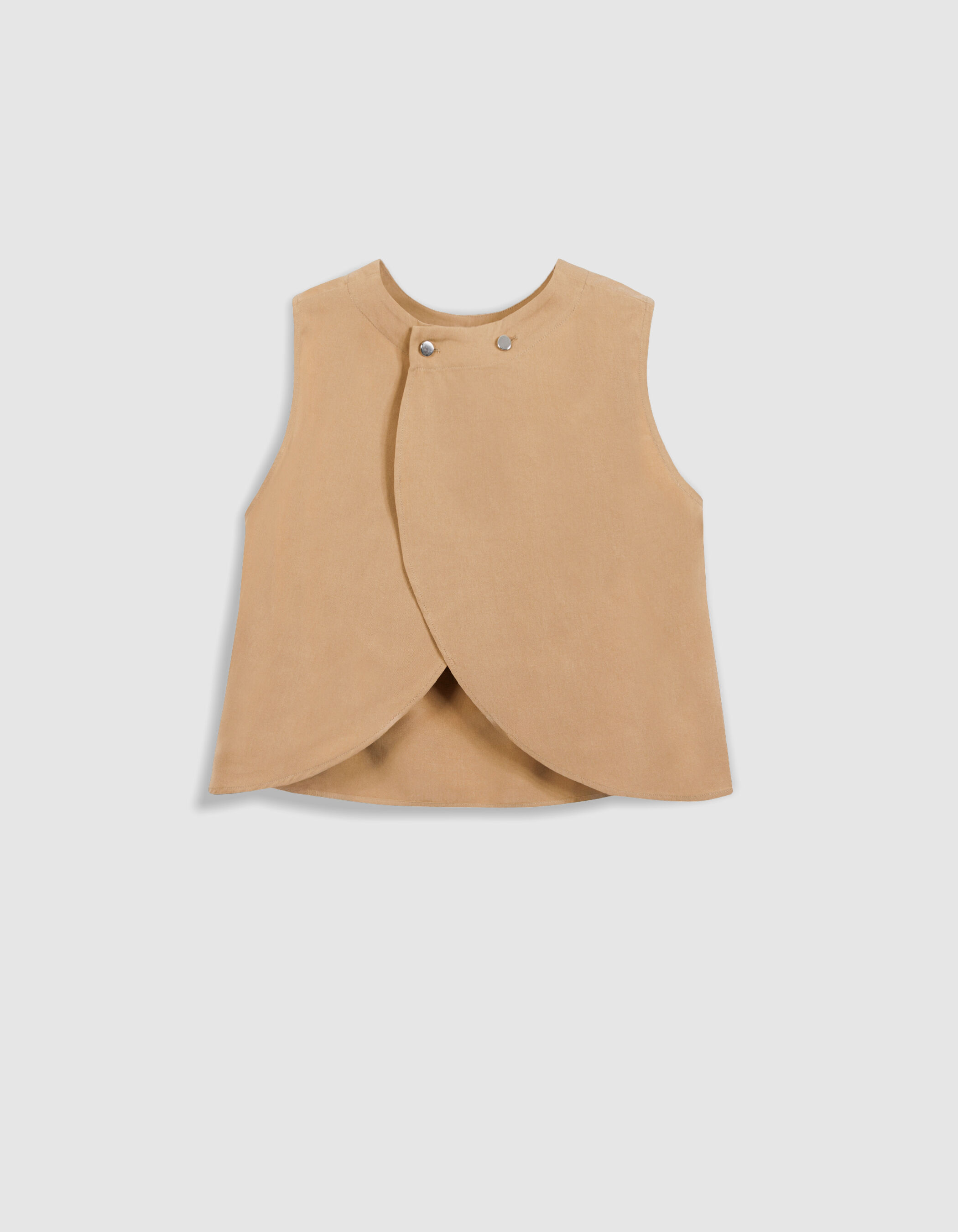 Top beige Lyocell® croisé dos Femme