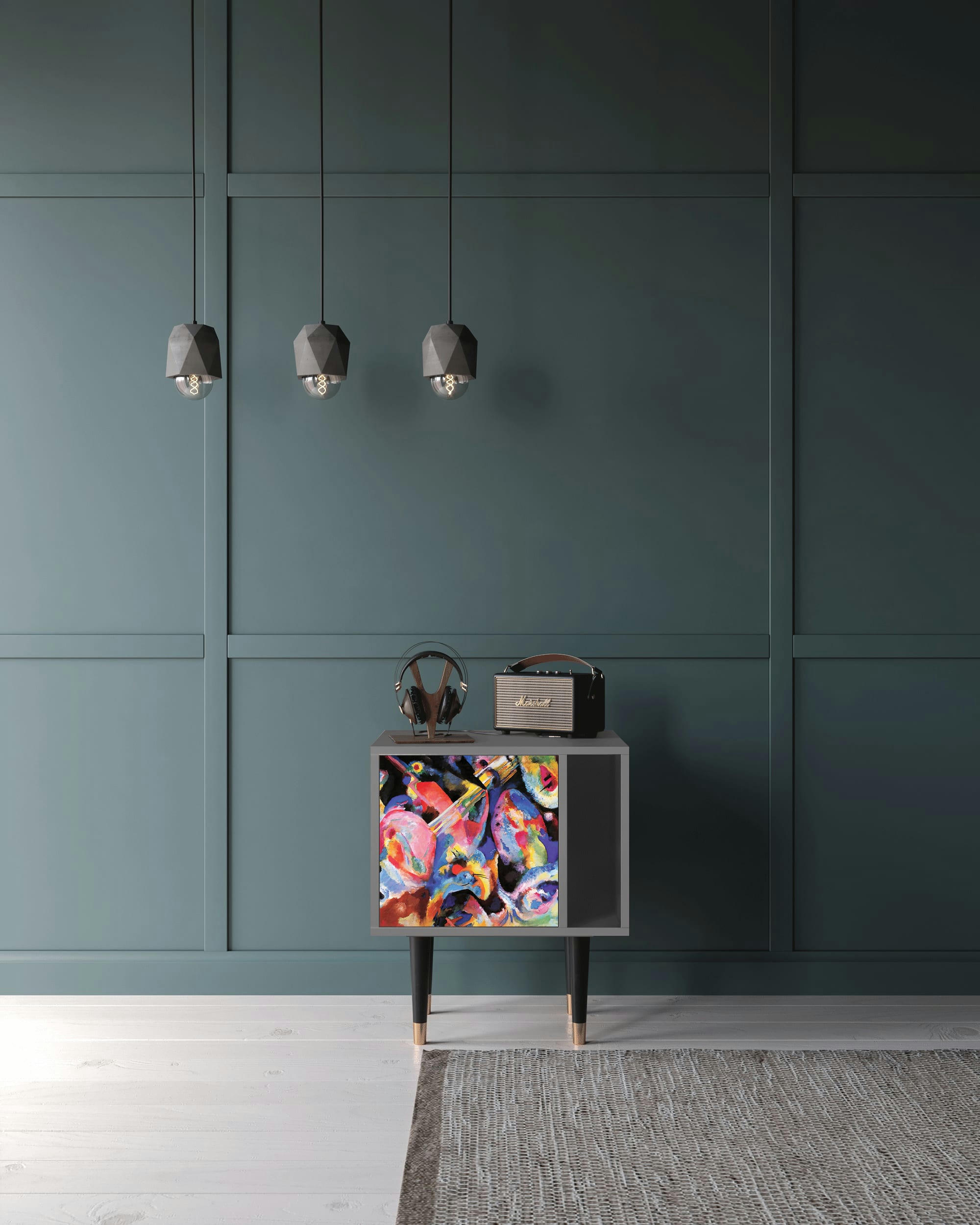 KANDINSKY - Table de chevet multicolore 1 porte L 58 cm