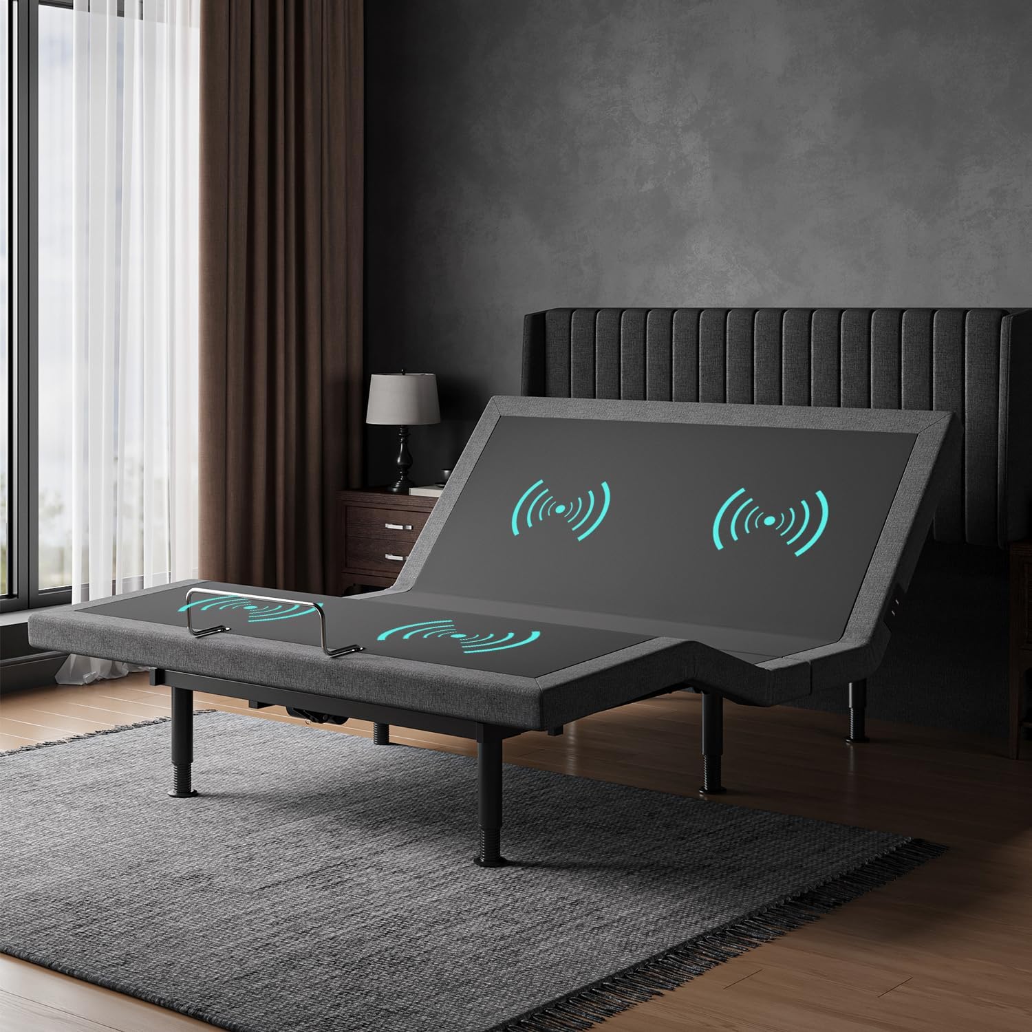 Adjustable Bed Frame Full Size with Massage -Wireless Remote Electric Power Bed Foundation Under-Bed Lighting | Zero Gravity | USB PortsX2 | Height Adjustable Legs
