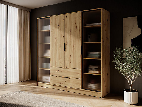 Armoire, chêne artisanal, 206 x 200 x 51 cm