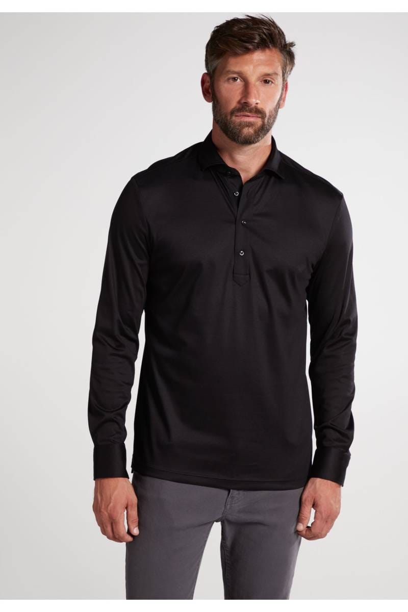 ETERNA 1863 Modern Fit Longsleeve Poloshirt schwarz, Einfarbig