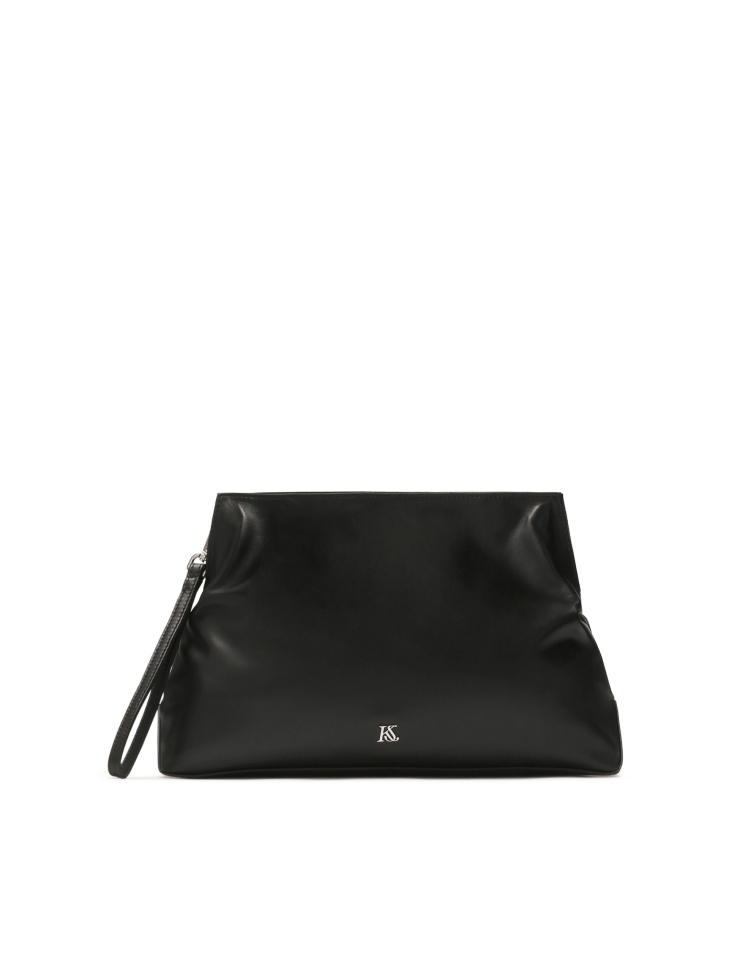 Black clutch bag with small monogram