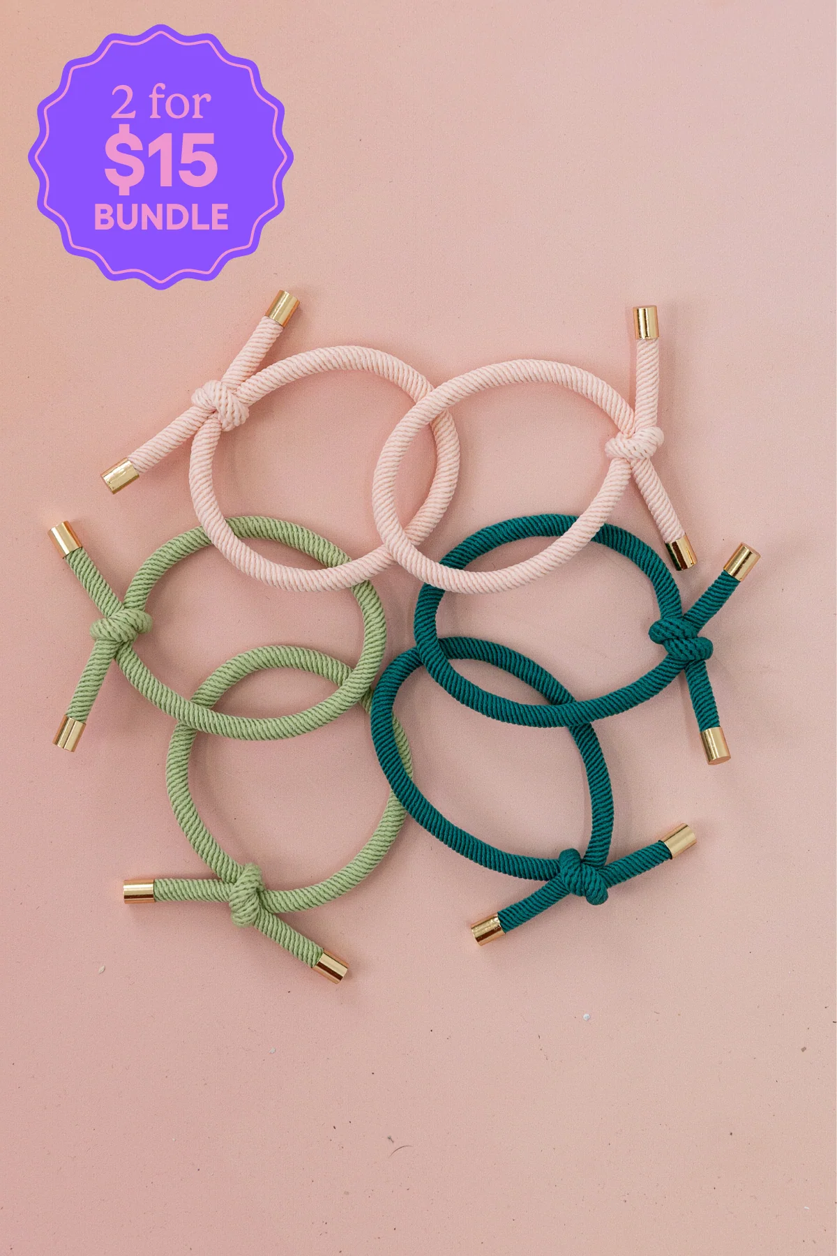 6 Pack Hair Ties in Watermelon Colours