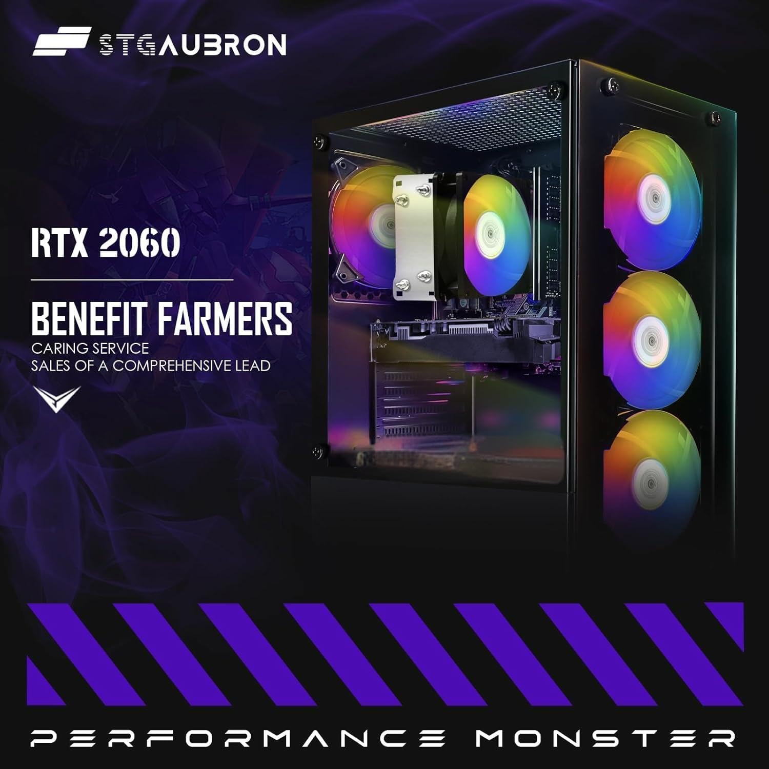 STGAubron Gaming PC Desktop Computer  AMD Ryzen 5 2600 up to 3.9G  GeForce RTX 2060 6G  16G DDR4  512G SSD  600M WiFi  BT 5.0  RGB Fan x4  Windows 11 Home