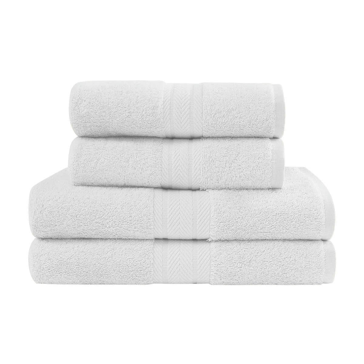 LUXURY - Ensemble de bain 4 pièces en coton Blanc