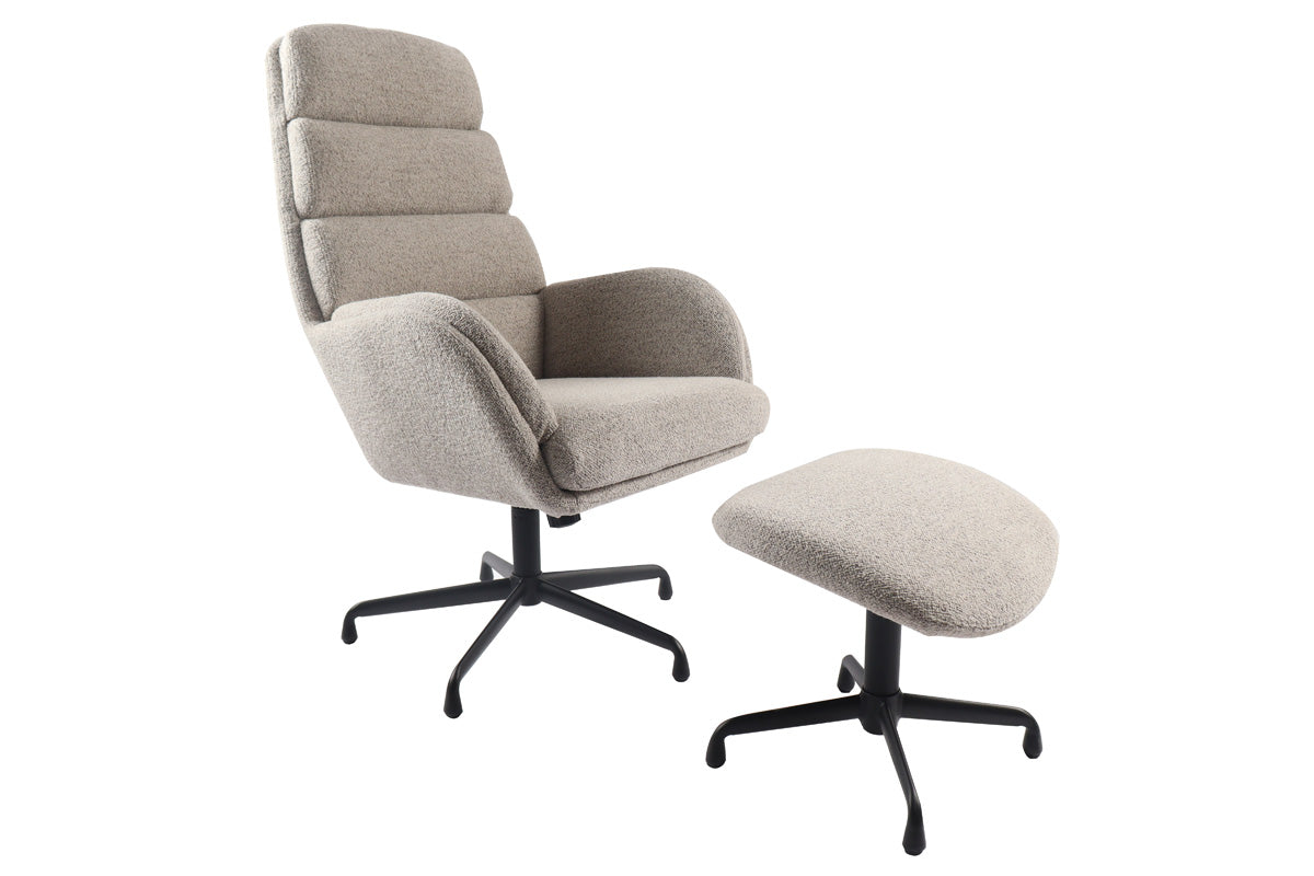 Hygge Interiors Sifton Taupe Bouclé Relaxfauteuil en Voetenbank Set
