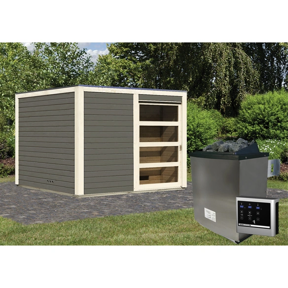 Saunahaus »Kandau«, BxTxH: 276 x 276 x 210 cm, 9 kW Ofen mit ext. Steuerung