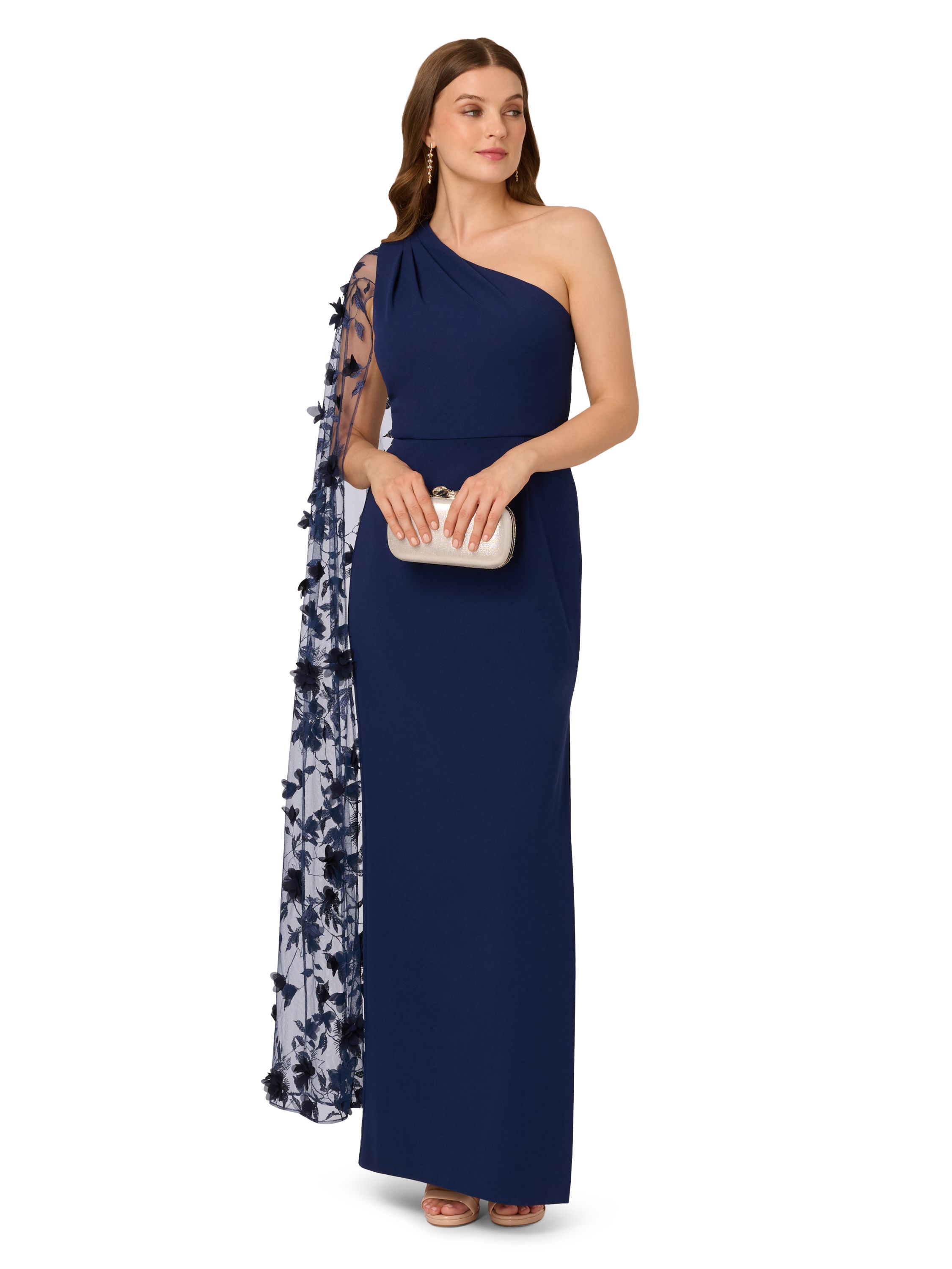 Adrianna Papell Crepe One Shoulder Dress