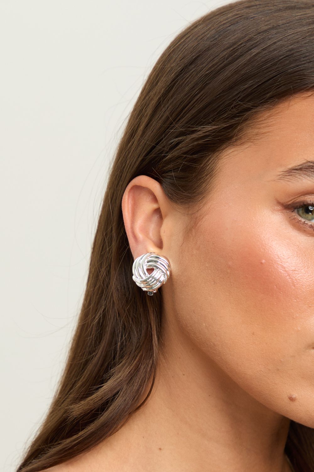 Jon Richard Silver Plated Knot Stud Clip Earrings