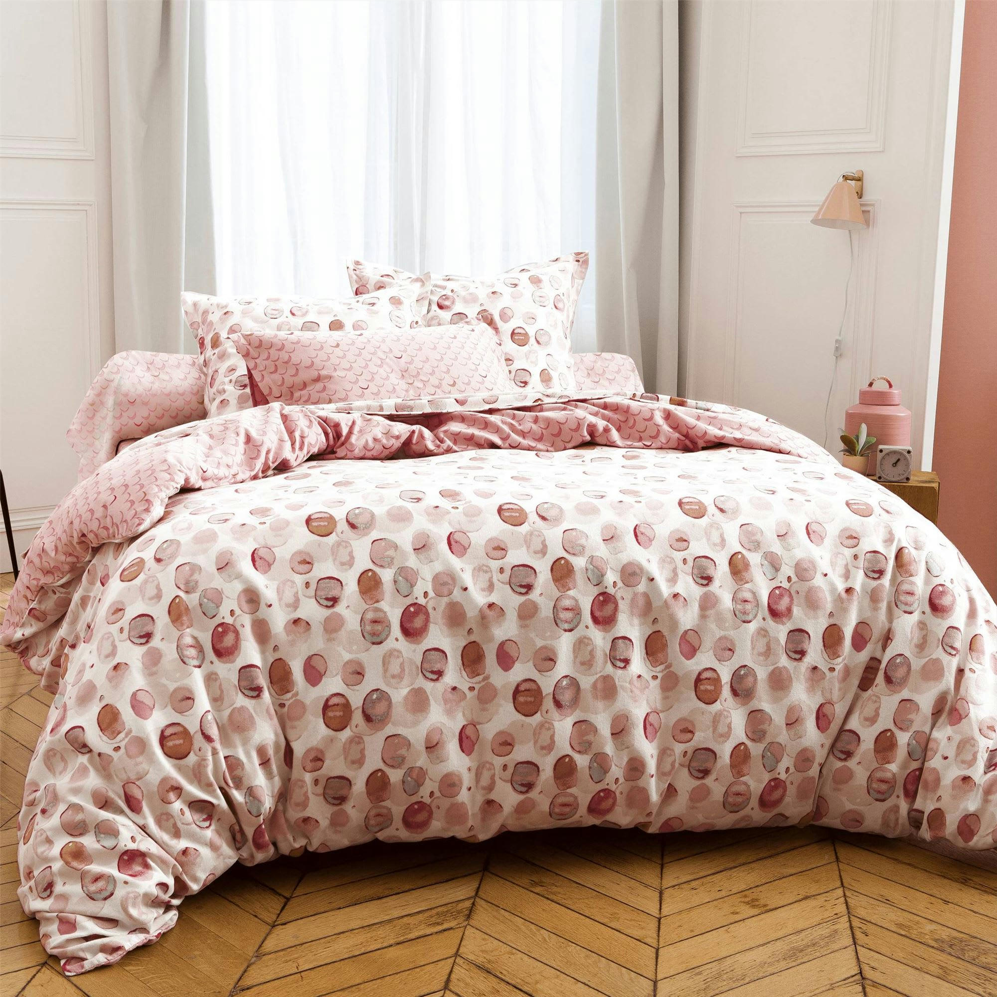 PASTILLES COTON - Housse de couette 260x240 rose en coton