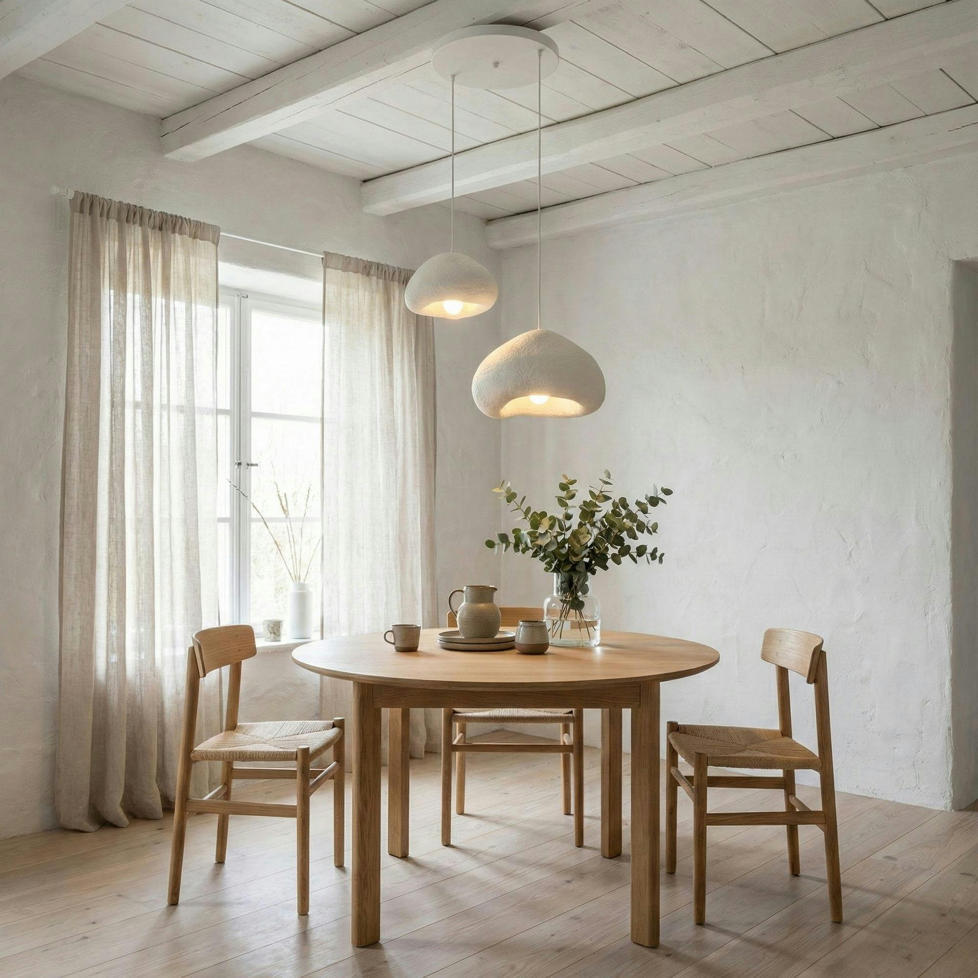 Suspension blanche design organique 2 lampes 70 cm NOXIS