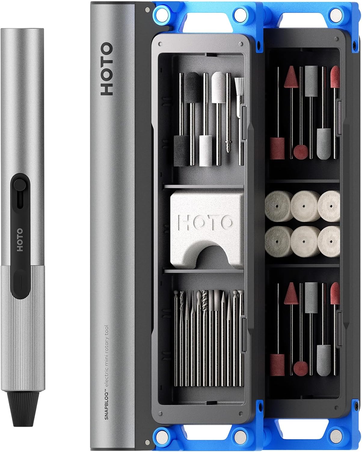 HOTO SNAPBLOQ™ R-A04 Mini Cordless Rotary Tool Kit, Coreless Motor, 22000 RPM Variable Speed, Powerful Engraving Pen, 38 Accessories for 3D Printer Sanding, Polishing, Drilling, Carving DIY Crafts