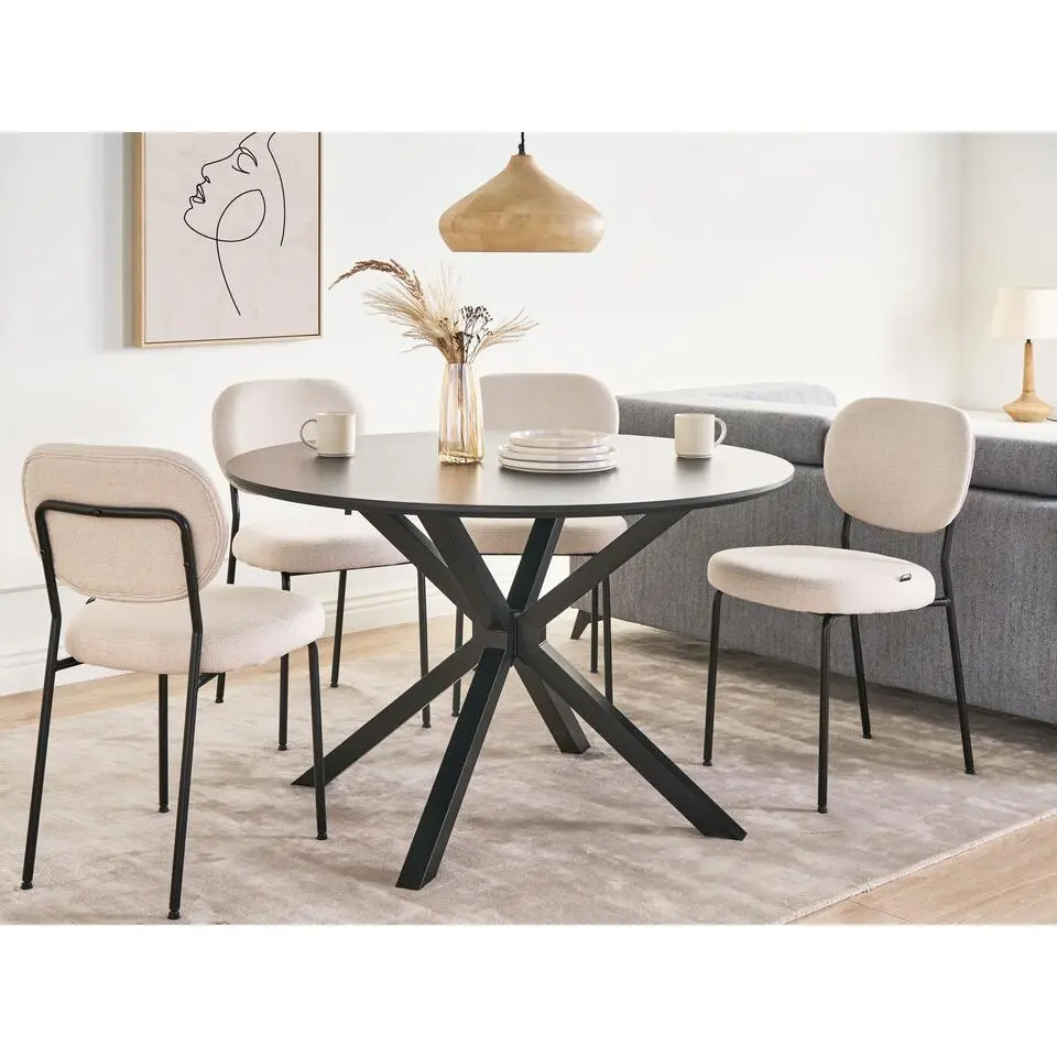 FITZROY - Eettafel - Zwart - ? 120 cm - MDF/Metaal