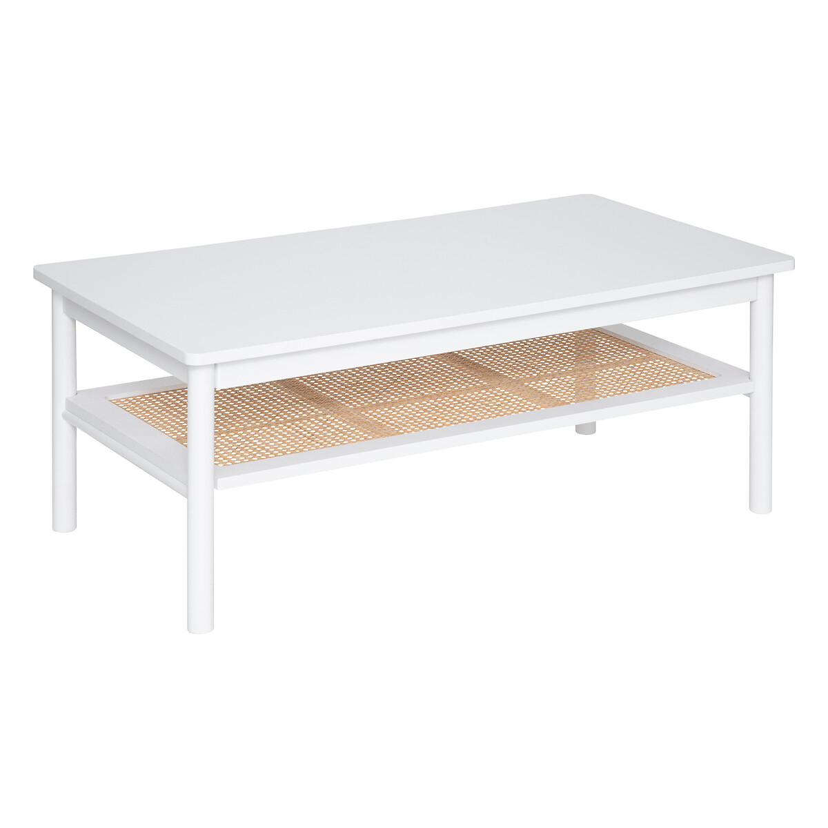"Cabras" coffee table White wood, Rattan, 110x60 cm